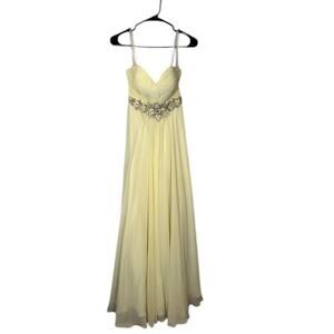 Clarisse Pale Yellow Strapless Jeweled Waist Sweetheart Prom Dress Women Sz  4